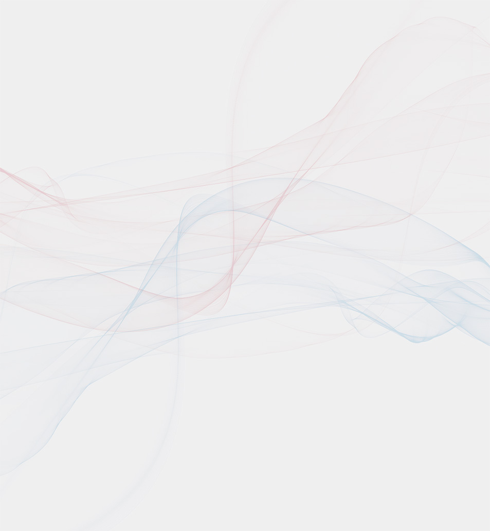 Light, wispy red and blue lines swirl and intertwine across a white background, creating an abstract, airy, and minimalist design.